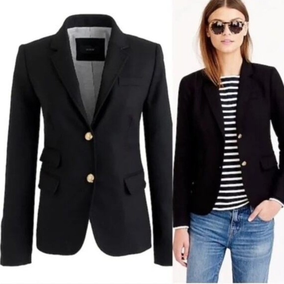 J. CREW Schoolboy Blazer in Black Wool with Gold Buttons Size 12P Preppy Office - Picture 11 of 11